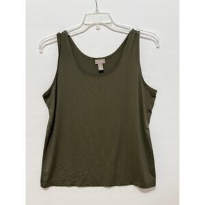 Chico's Olive Green Round Neck Tank, Size 3